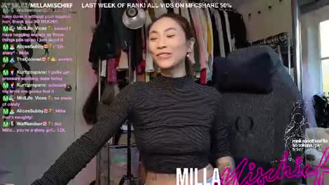 Snapshot of millamischief chatting on 06-27-26, 04:39 Milla Mischief online show from 06-27-26, 04:39
